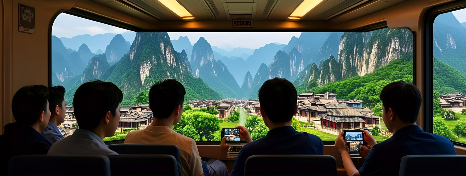移动沉浸式文旅场景 —— 列车窗景中的山水徽州